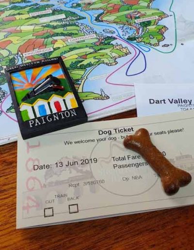 Dog ticket and treat for Dart Valley Railway